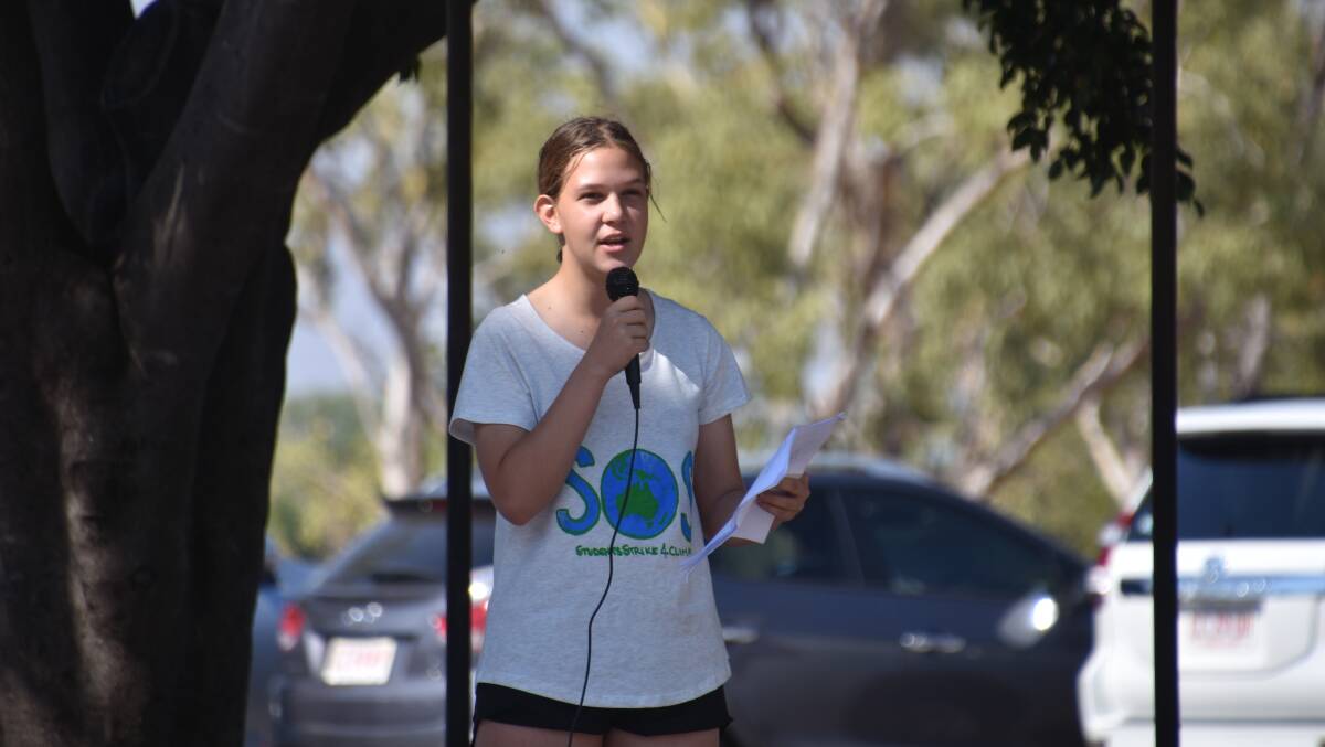 Katherine High School student Gypsy Schmidt, one of the key organisers, called on the NT Government to stop fracking. 