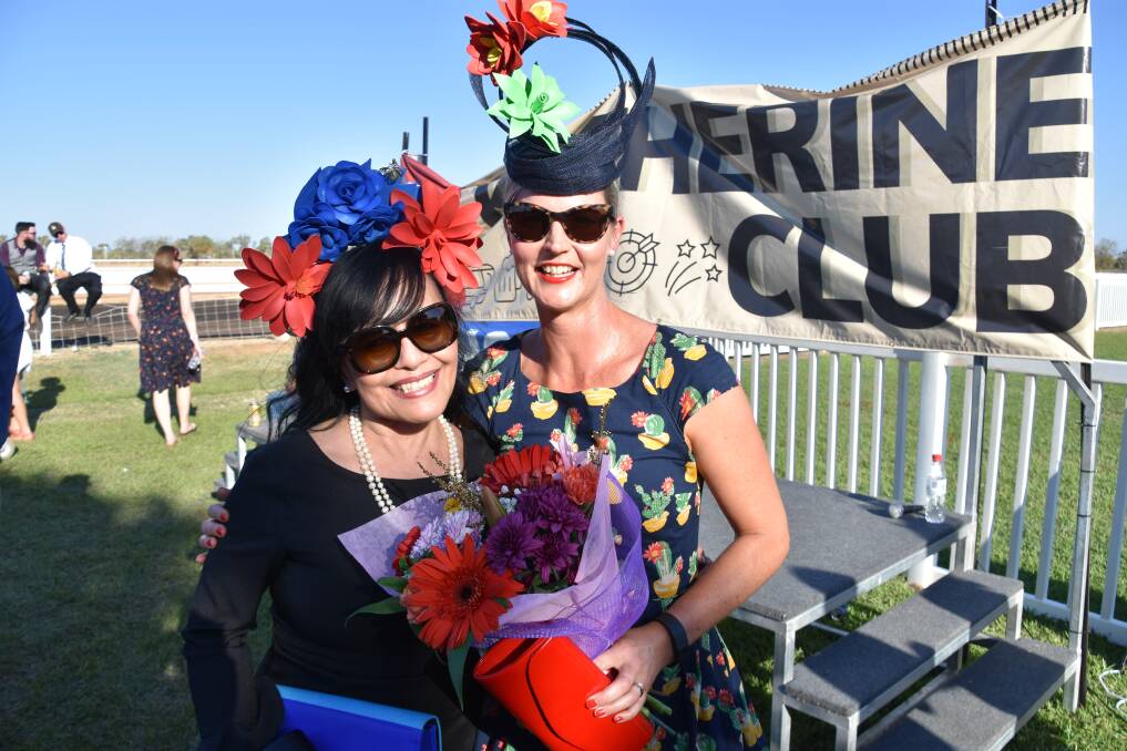 Designer Fe and two-time winner of the Over 30s Fashions on the Field Rowena McCosker. 