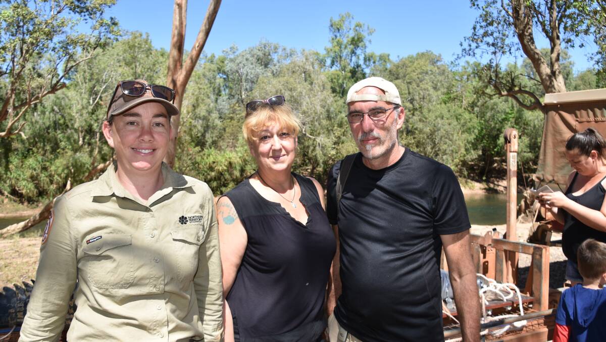 NT Parks and Wildlife Ranger Erin Britton providing croc wise messages to Genevieve and Gilles Coussement. 