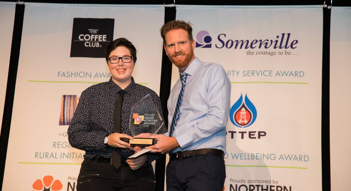 PRIDE AWARD: Phoebe Hooper at the 2018 Northern Territory Young Achiever Awards in Darwin.