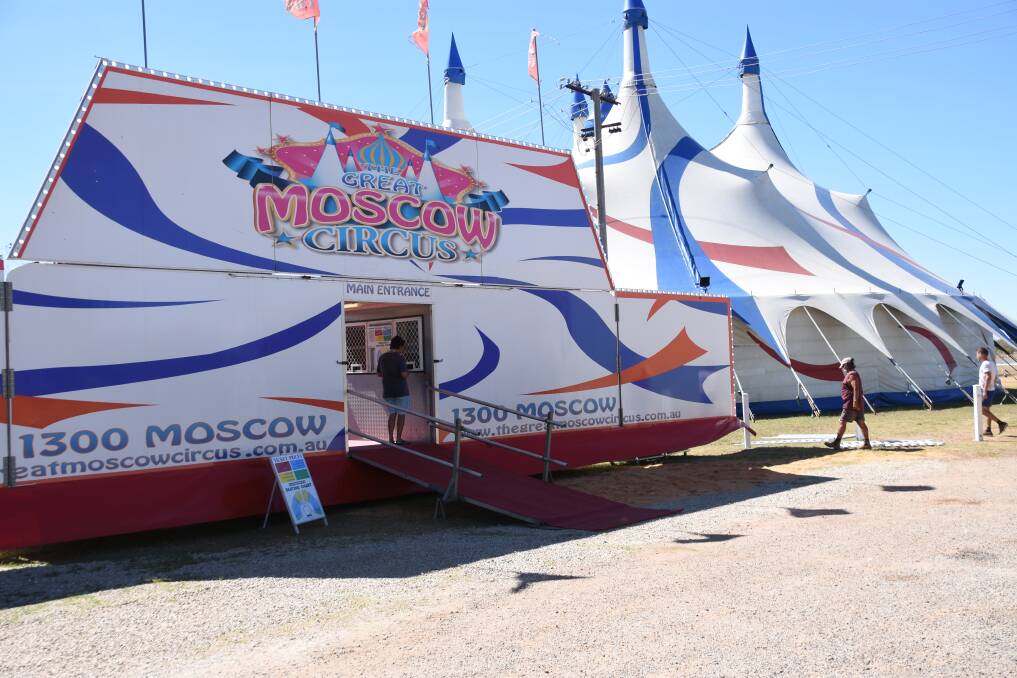 READY TO ROLL: In record time, the Great Moscow Circus performers are setting up the the grounds in preparation for tomorrow night's first show. 