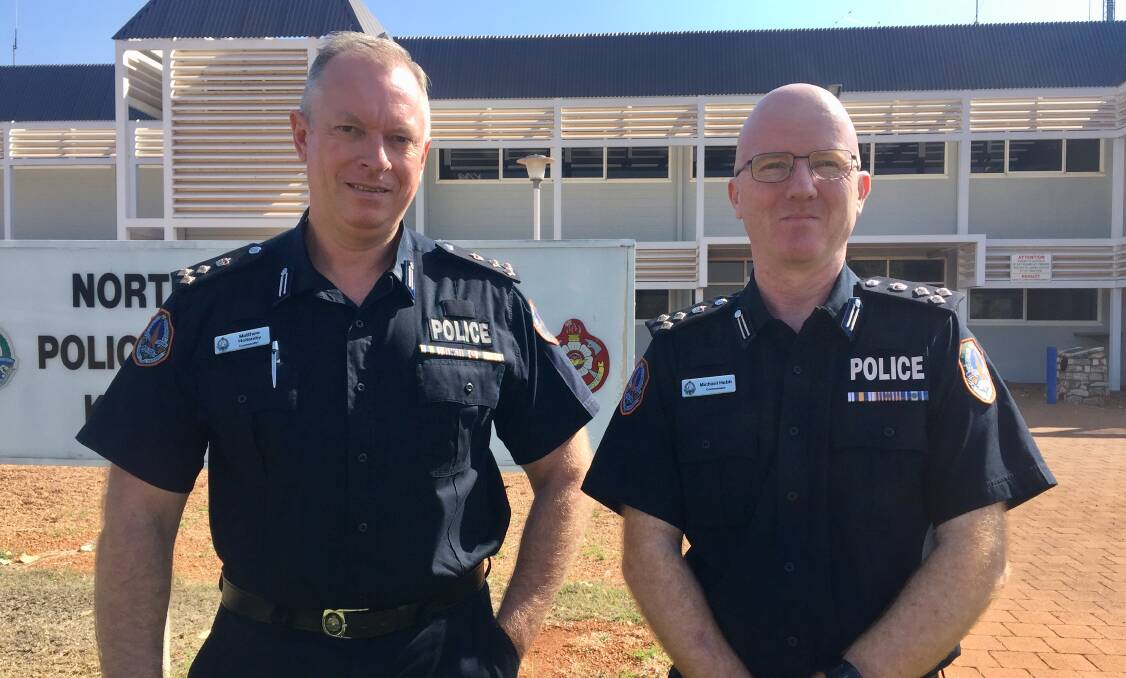 NEW COMMANDER: Today, Matt Hollamby has welcomed a new Police Commander to Katherine, Michael Hebb. 