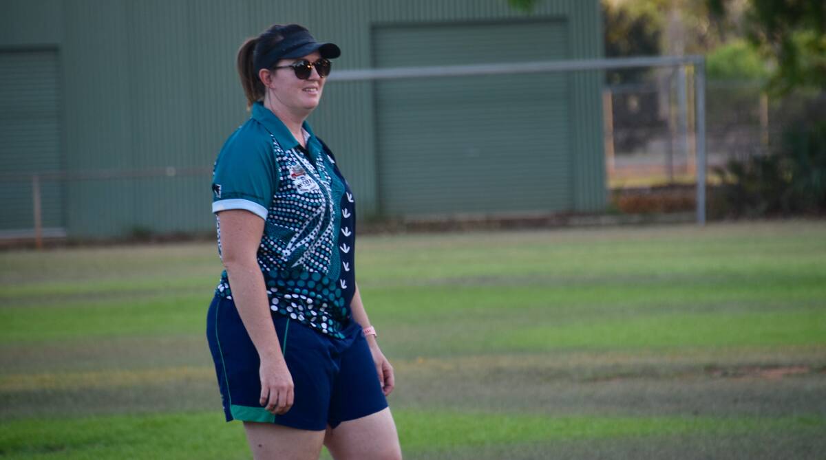 Secretary of the Katherine Rugby Union, Sharon Jennings, watches a training session ahead of the Summer of Sevens. 
