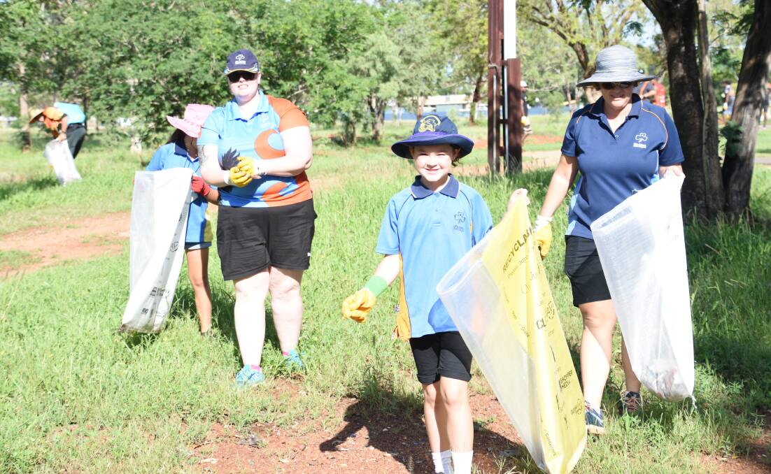 Girl Guides Matilda Wheeler, Sam Ashmore, Sophie Moore and Tracey Ramm spent their Sunday morning picking up trash as part of the annual Clean Up Australia Day. 