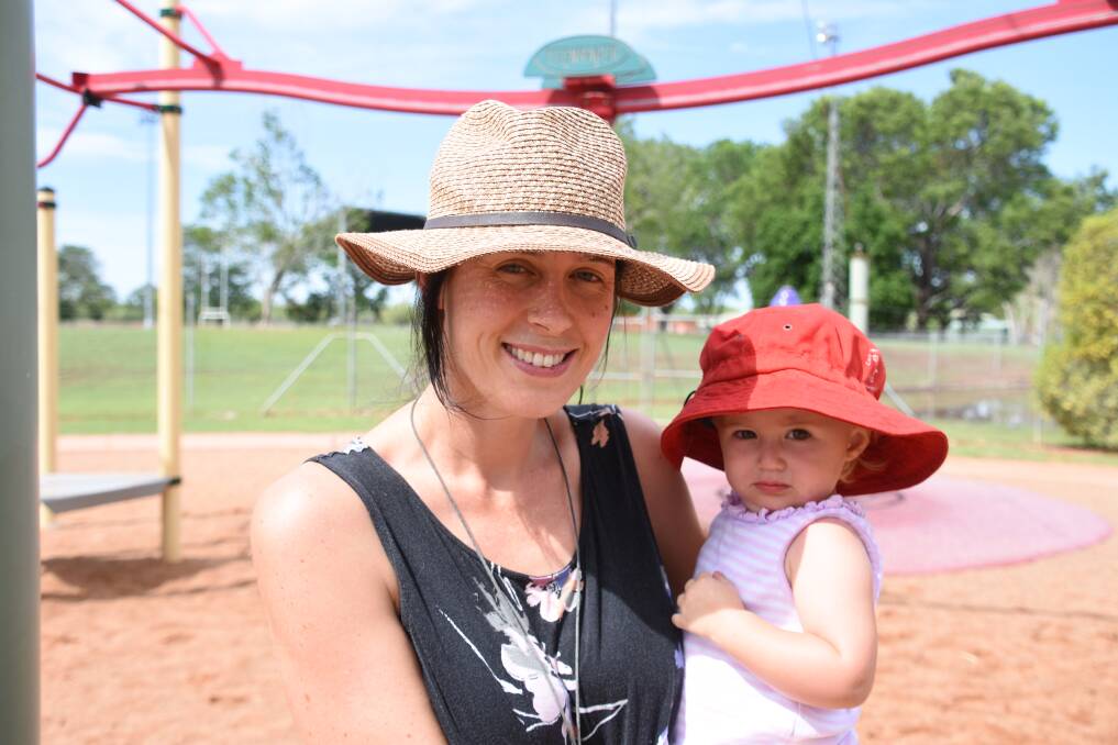 Kathryn Slack with daughter Elianah said she doesn't let her children play on the unshaded equipment. 