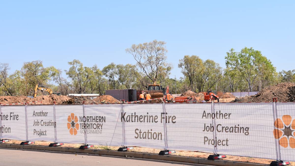 WORK SITE: Tradies are working hard to get Katherine's new fire station up and running. 