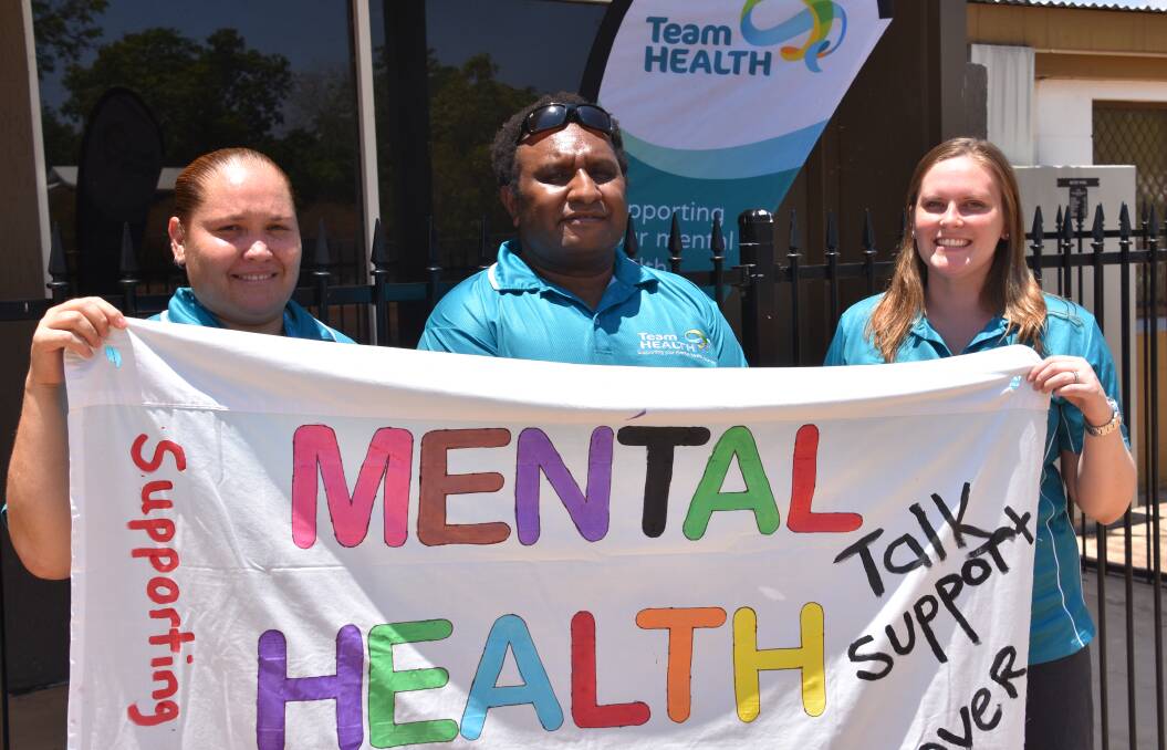 MENTAL HEALTH SUPPORT: Youth engagement worker Ruth McInerney, Gus Kot and Katrina Maguire provided mental health information at the open day. 