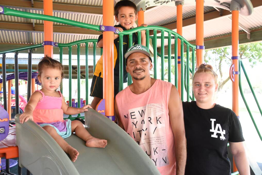 New to Katherine, Michael Atzori and Bianca White said their kids Myah Atzori and Michael Atzori Junior would be making use of the full playground when the new shade is installed. 