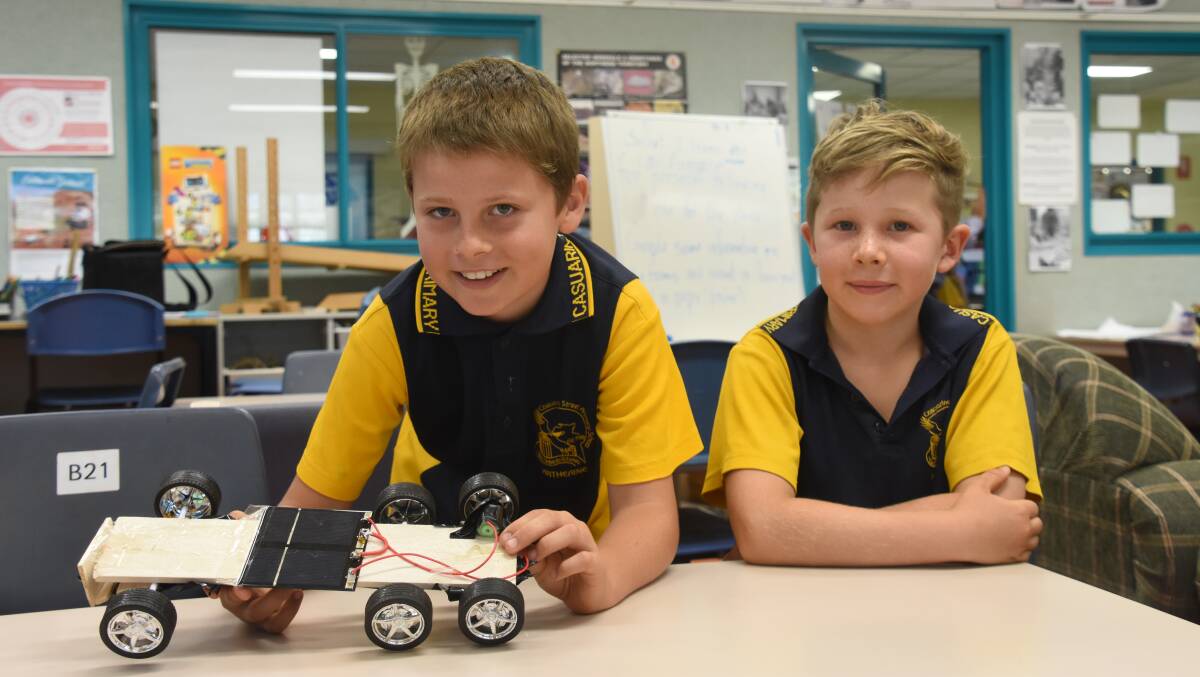 Year four students Lachlan De Beer and Jack Curtain are building their own solar powered cars as a school project. 