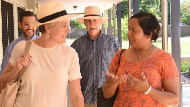 Education Minister Selena Uibo (right) in Katherine earlier in the year. 