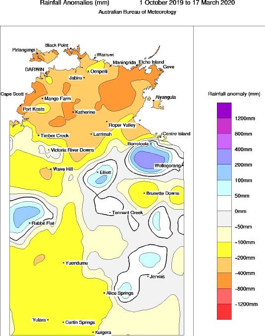 Ahwoing exactly how poor the wet season has been. Graphic: Bureau of Meteorology.