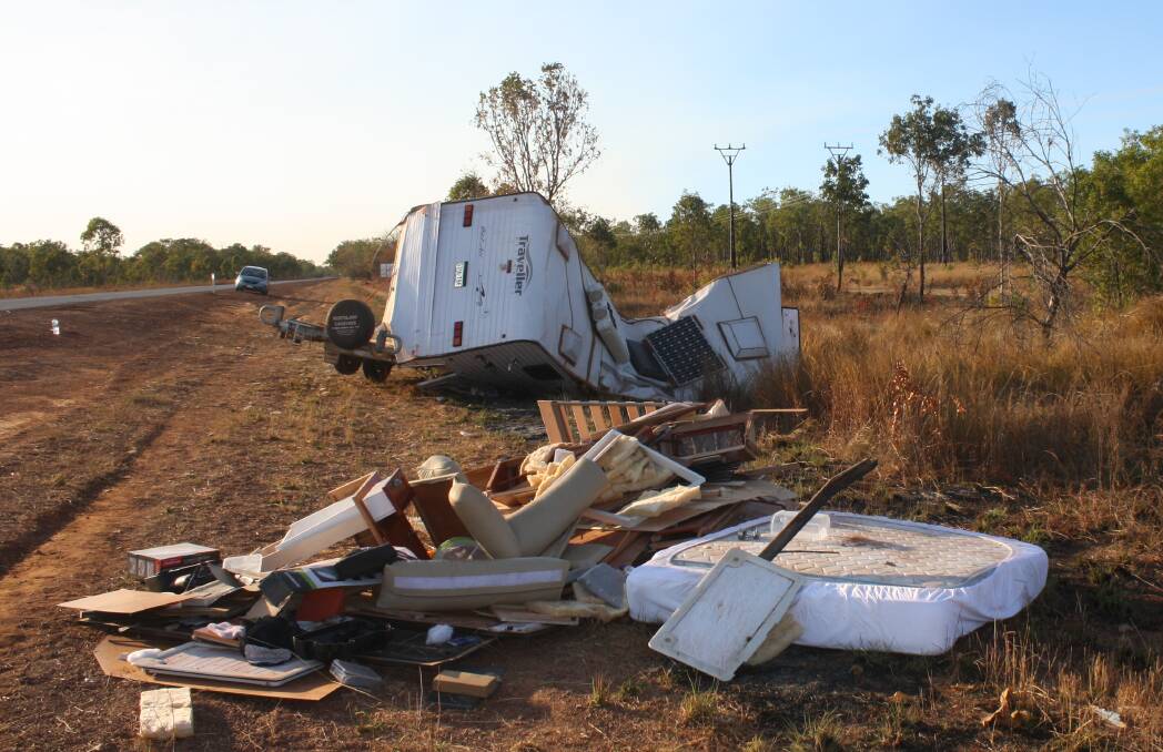 Caravan destroyed in crash