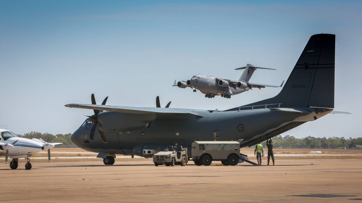 A Royal Australian Air Force No. 35 Squadron C-27J Spartan aircraft arrives at RAAF Tindal during Exercise Pitch Black. Picture: Defence Media.