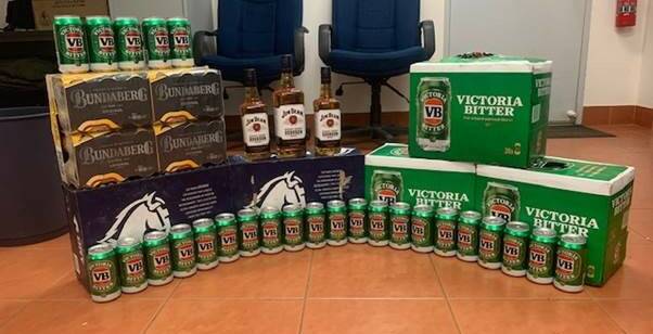 BUSTED: The alcohol seized by police at Mataranka. Picture: NT Police.