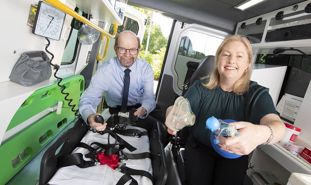 
CDU Vice-Chancellor Professor Simon Maddocks and St John NTs CEO Judith Barker have signed an MoU that will see a new Bachelor-level degree in paramedic science to be offered by CDU next year. Picture: supplied.