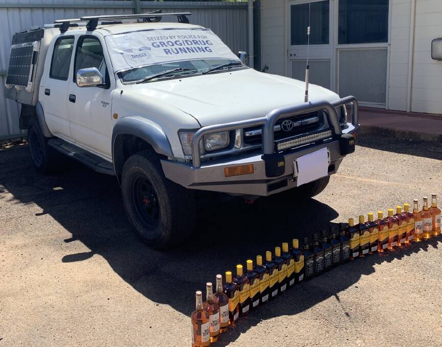 One of the seized vehicles and its load of liquor.