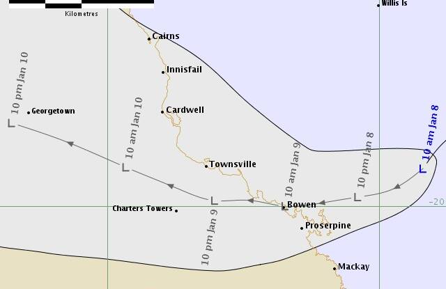 Ex-tropical cyclone Penny heads back to Queensland and then is expected to continue north-west to influence the NT's weather. Graphic: Bureau of Meteorology.