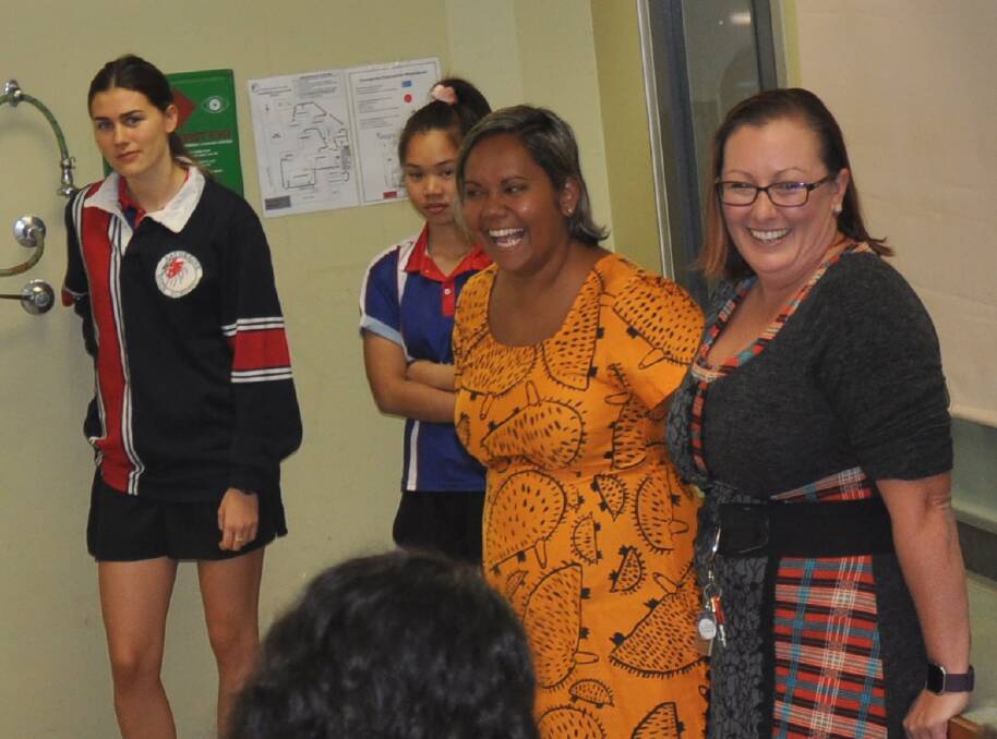 Education Minister Selena Uibo visited a science class at Katherine High School today.