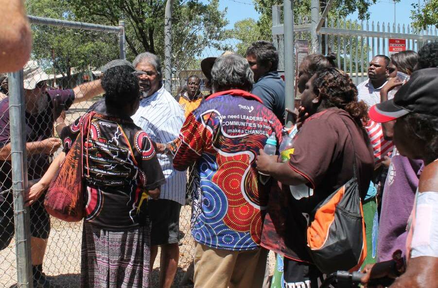 There were angry scenes at the Katherine Showgrounds in early 2018 as the Jawoyn people claimed they were being denied access to a NLC meeting to discuss native title.