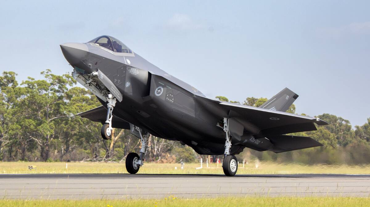 One of Australia's new warplanes touches down in NSW today. Picture: Department of Defence.