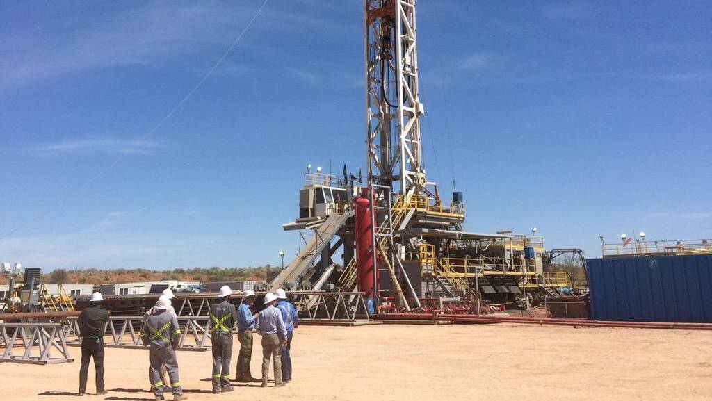ON SITE: The panel of scientific experts visited a gas well at the start of their mission. Picture: supplied.