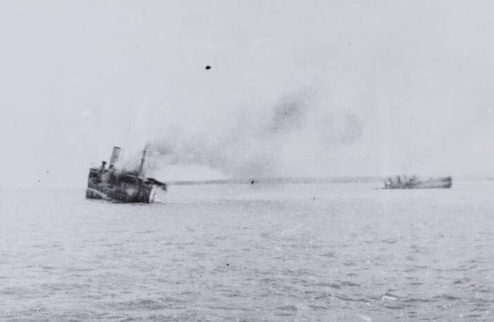 USS Peary drifting helplessly. Picture: NT Government.