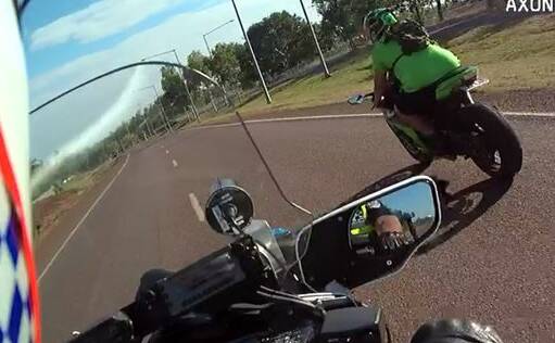 Police want to identify this speeding motorcyclist. Picture: NT Police.