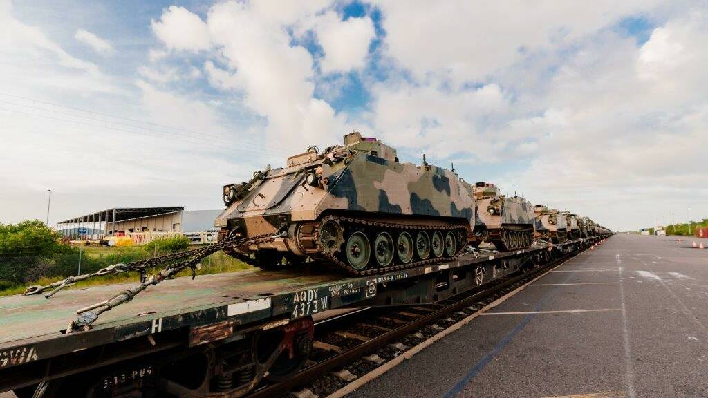 ​Military train on its way back