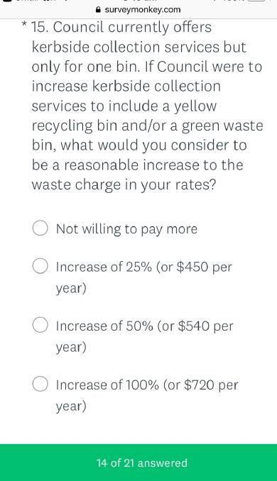 Recycling bins may cost between $3.50 to $14 per fortnightly pickup