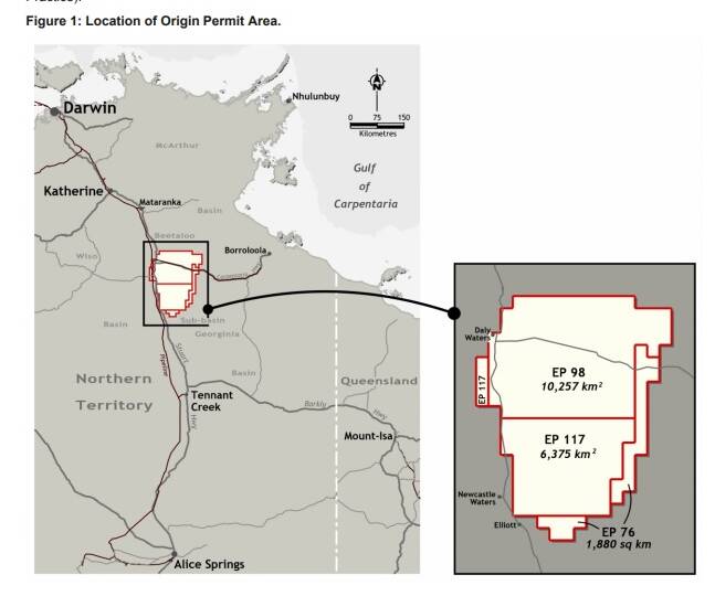 Location of the permit area. Graphic: Origin Energy.