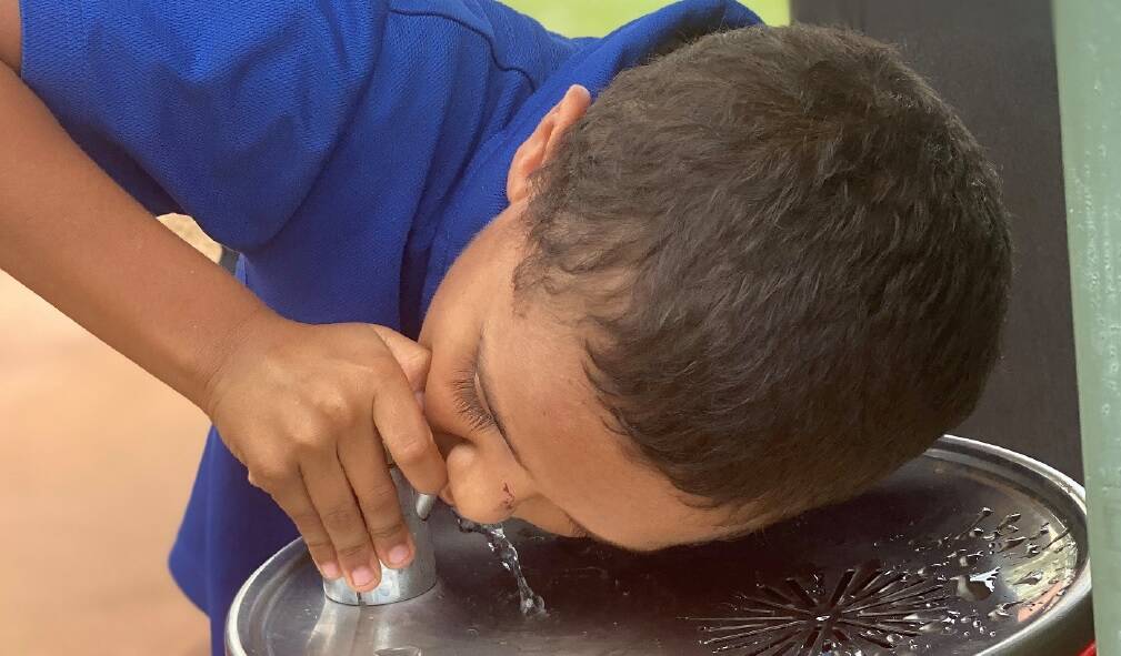 The new playground bubbler is now in use. Pictures: supplied.