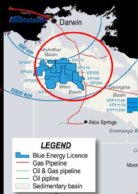 Blue Energy acreage in the Beetaloo. Graphic: Blue Energy.