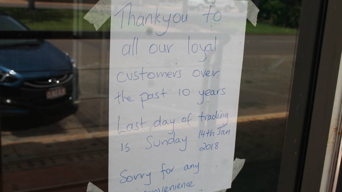 SAD SIGN: After years of trading, the Subway franchise in Katherine has closed down.