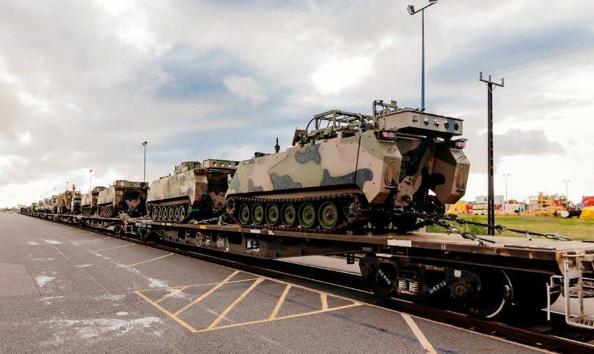 The train loaded with military equipment is on its way back to Darwin. Pictures: supplied.