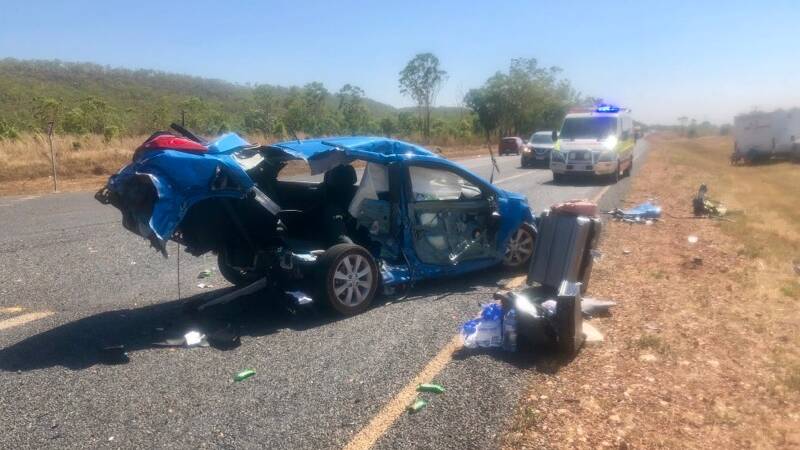 Two females miraculously escaped serious injury after being involved in a horrific two-vehicle collision. Pictures: St John Ambulance.