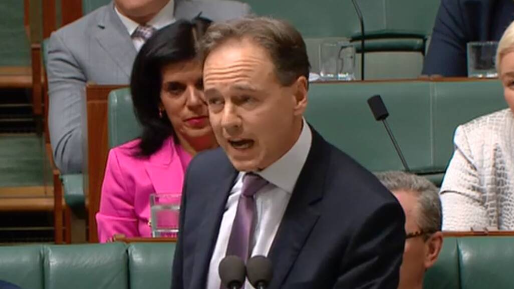 Federal Health Minister Greg Hunt today answering questions about his behaviour towards a Katherine delegation. Picture: Federal Parliament.