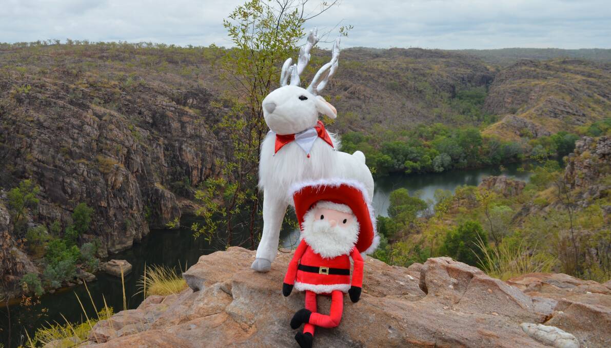 'Snags' the reindeer and Santa take in the sights of the Katherine region.