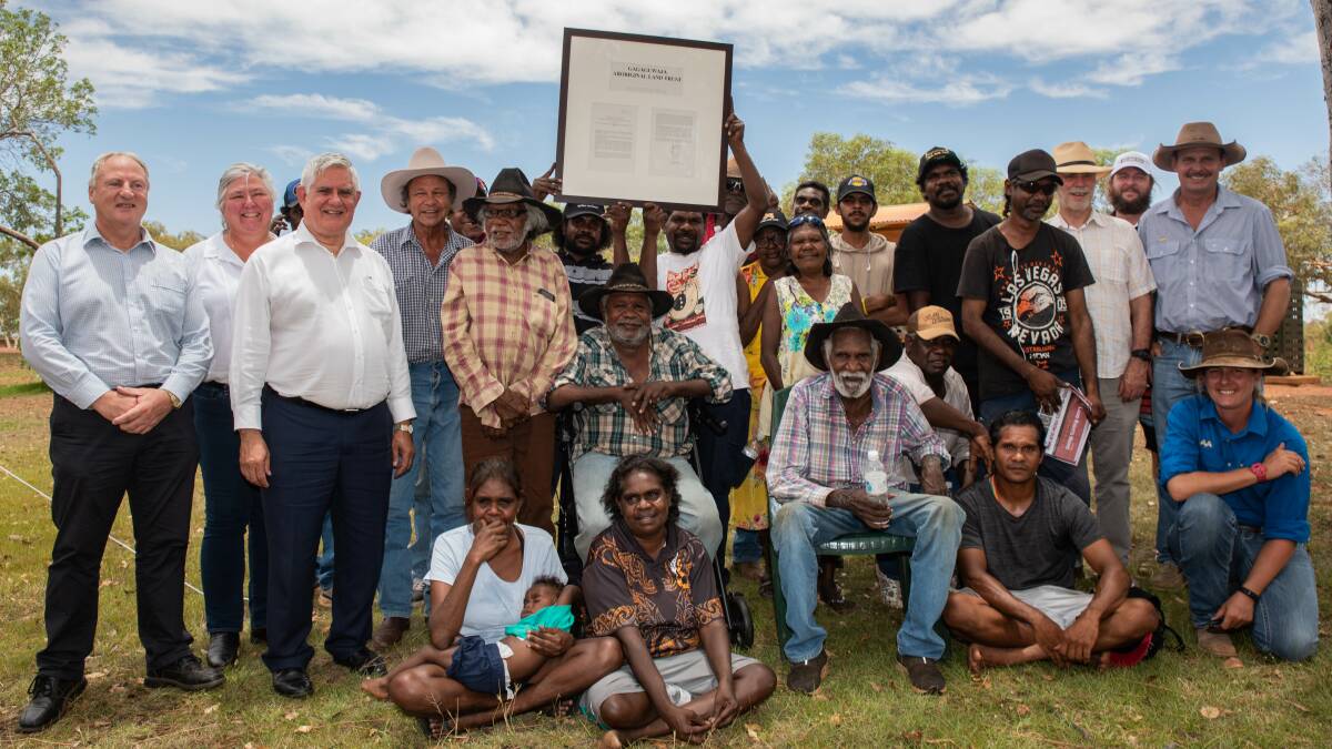 Inalienable title to the 6km2 of land comprising the Gagaguwaja Aboriginal Land Trust was handed back to traditional owners and their families at an emotional ceremony at Lake Mary Ann, north of Tennant Creek, yesterday.