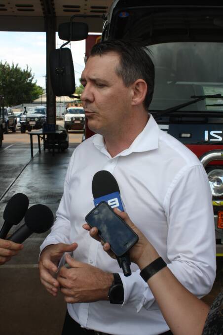NT Chief Minister Michael Gunner announces a new fire station is to built in Katherine in April last year.