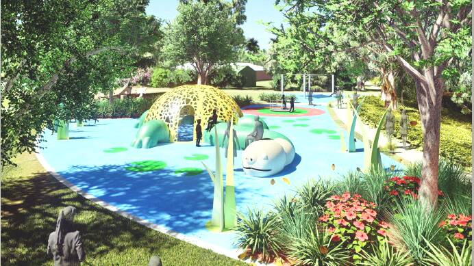 The 'turtle shaped play structure' will be made up of a sandstone head, a steel dome body and rubber arms and legs. Picture: Katherine Town Council. 
