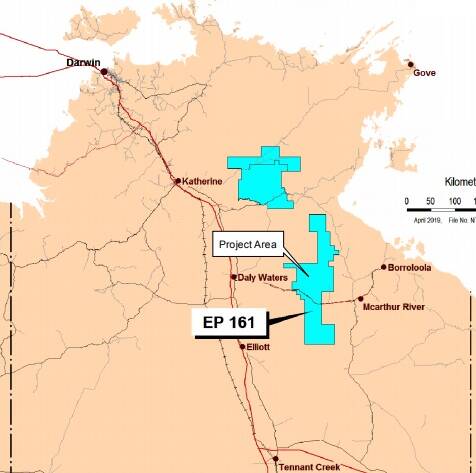 Santos' areas of gas interest in the Katherine region. Graphic: Santos.