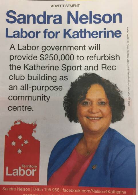THE SWITCH: Katherine Times advertisement from then candidate Sandra Nelson on July 27, 2016.