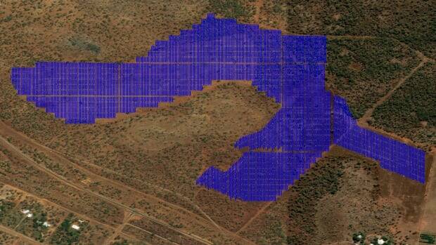 How the 70 hectares of PV panels will look from the air. Graphic: supplied.