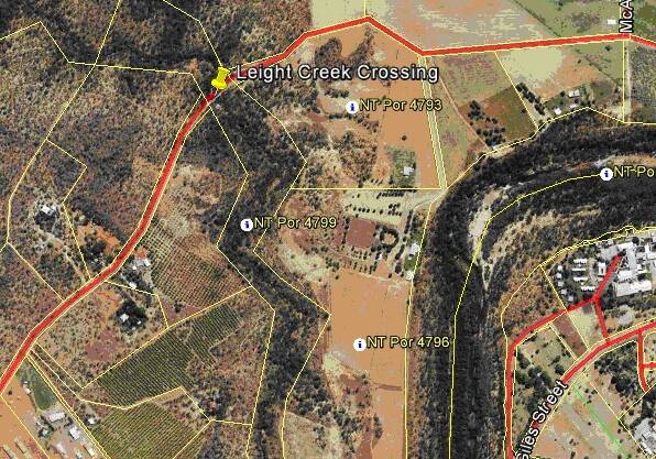 The location of the crossing. Graphic: NT Government and Google Earth.