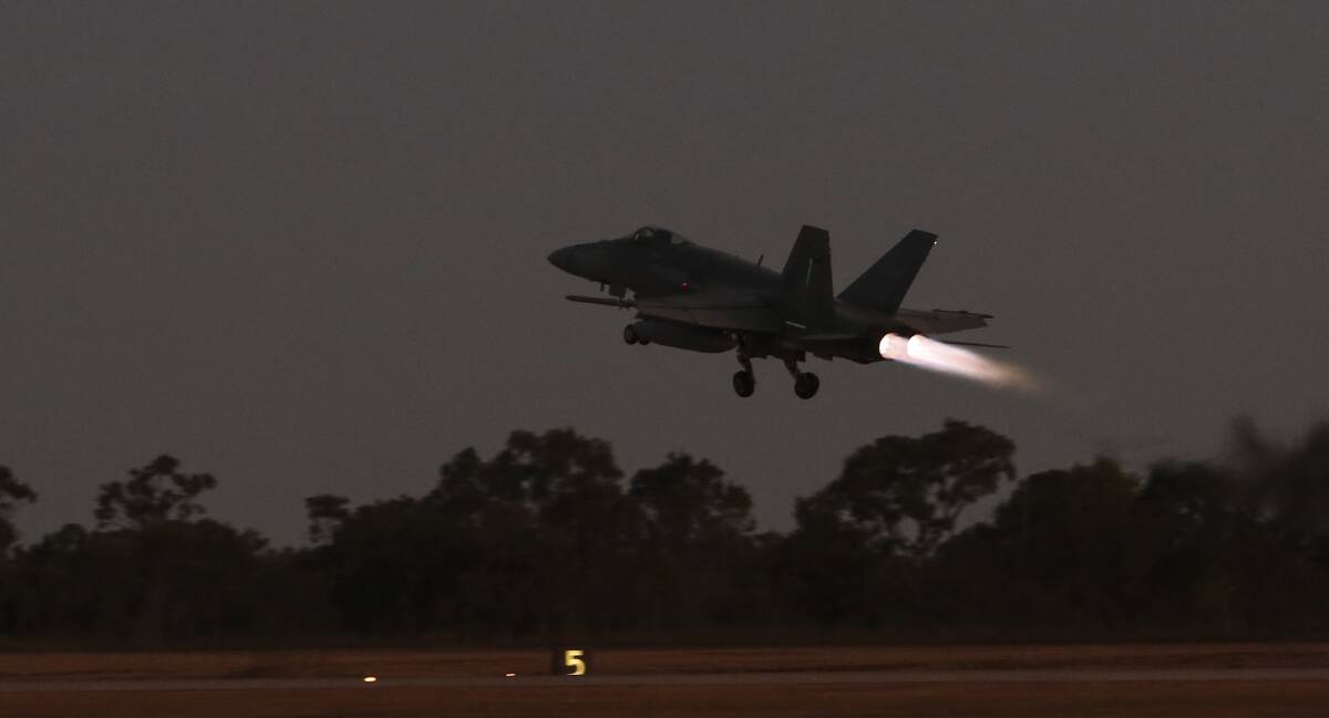 SHOOK UP: A F/A-18 Hornet returns to Tindal RAAF Base during Exercise Arnhem Thunder. Picture: Defence Meida.
