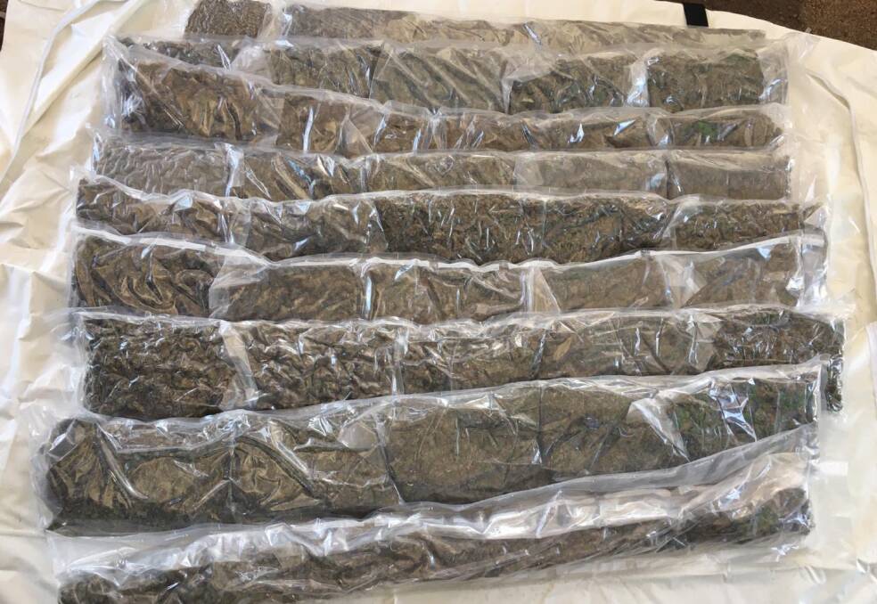 A police dog found a big stash of drugs during a vehicle stop at Mataranka yesterday, police claim. Pictures: NT Police.