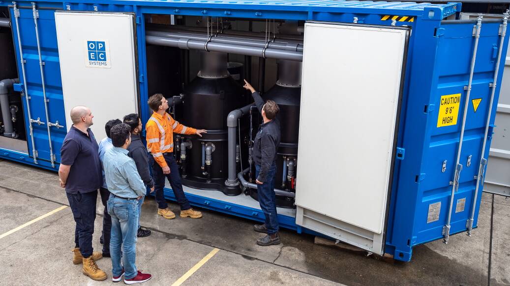 The OPEC Engineering team enjoy a final look at the SAFF40 unit, known affectionately as SAFFY, before it departs by ship for Sweden. Picture: supplied.
