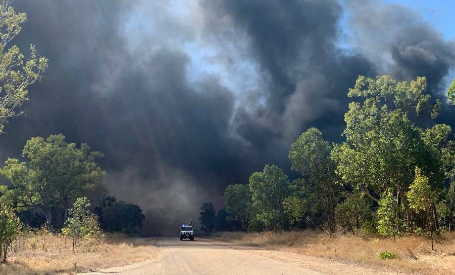 Territory Day free events had to moved as an emergency measure from the showgrounds to the sportsgrounds because of the dangerous pall of smoke. Picture: NT Police.