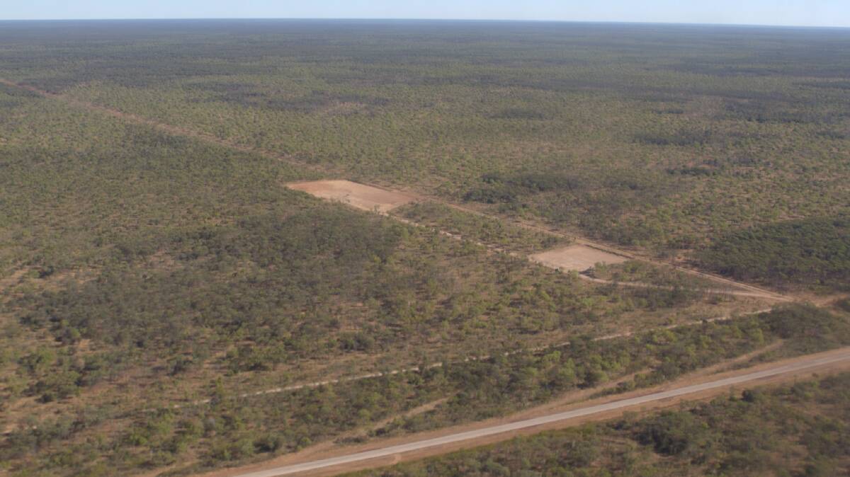 FROM THE AIR: The Amungee well site from the air on a featureless plain. Picture: supplied.