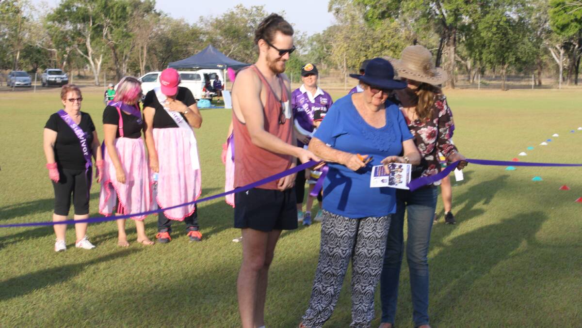 Cutting the ribbon to launch Relay for Life last night.